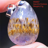 Natural Cacoxenite Purple Rutilated Bead Pendant Necklace