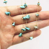 Calaite Turquoise Stone Necklace Stainless Steel Choker Green Stone Jewelry