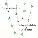 Calaite Turquoise Stone Necklace Stainless Steel Choker Green Stone Jewelry