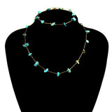 Calaite Turquoise Stone Necklace Stainless Steel Choker Green Stone Jewelry