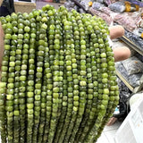 Natural Canadian Green Jade Cube Cut Stone Loose Spacer Beads Strands