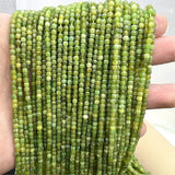 Natural Canadian Green Jade Cube Cut Stone Loose Spacer Beads Strands