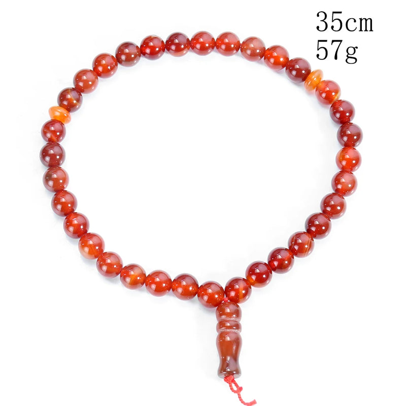 Carnelian Agate Beaded Bracelet Prayer Bead Rosary Meditation Jewelry