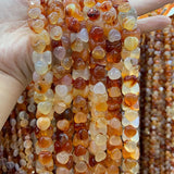 Natural Carnelian Beads 15'' Carved 8 Bone Heart Agate Stone Loose Beads