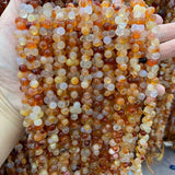 Natural Carnelian Beads 15'' Carved 8 Bone Heart Agate Stone Loose Beads
