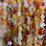Natural Carnelian Beads 15'' Carved Four-leaf Clover DIY Agate Stone