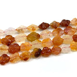 Natural Carnelian Beads 15'' Carved Four-leaf Clover DIY Agate Stone