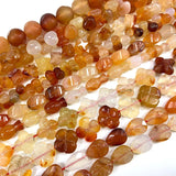 Natural Carnelian Beads 15'' Carved Four-leaf Clover Agate Stone Loose Beads