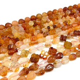 Natural Carnelian Beads 15'' Carved Four-leaf Clover Agate Stone Loose Beads