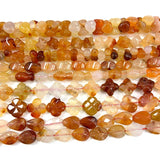 Natural Carnelian Beads 15'' Carved Four-leaf Clover Agate Stone Loose Beads