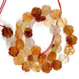 Natural Carnelian Beads 15'' Carved Four-leaf Clover Agate Stone Loose Beads