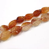 Natural Carnelian Beads 15'' Carved Leaf DIY Agate Stone Loose Beads
