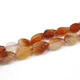Natural Carnelian Beads 15'' Carved Leaf DIY Agate Stone Loose Beads