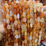 Natural Carnelian Beads 15'' Carved Leaf DIY Agate Stone Loose Beads