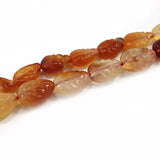 Natural Carnelian Beads 15'' Carved Leaf DIY Agate Stone Loose Beads
