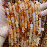 Natural Carnelian Beads 15'' Carved Vase DIY Agate Stone Loose Beads