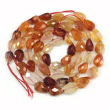 Natural Carnelian Faceted Drop Beads 15'' DIY Agate Stone Loose Beads