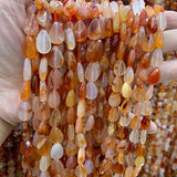 Natural Carnelian Faceted Drop Beads 15'' DIY Agate Stone Loose Beads