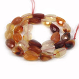 Natural Carnelian Faceted Drop Beads 15'' DIY Agate Stone Loose Beads