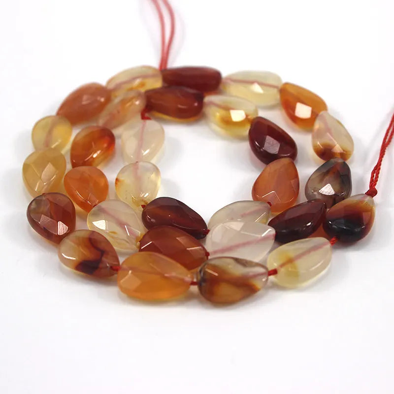 Faceted Drop Natural Carnelian Beads for Jewelry Making