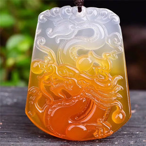 Dragon Agate Pendant - Hand Carved Carnelian Necklace