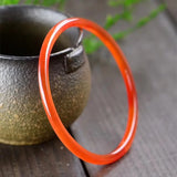 Natural Carnelian Hand-carved Round Bracelet Men Women Red Agate Gift