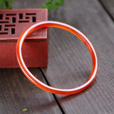 Natural Carnelian Hand-carved Round Bracelet Men Women Red Agate Gift