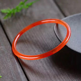 Natural Carnelian Hand-carved Round Bracelet Men Women Red Agate Gift