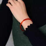 Natural Carnelian Hand-carved Round Bracelet Men Women Red Agate Gift