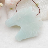 Natural Carved Amazonite Horse Head Pendant 43x40x8mm