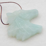 Natural Carved Amazonite Horse Head Pendant 43x40x8mm