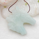 Natural Carved Amazonite Horse Head Pendant 43x40x8mm