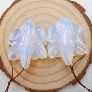 Natural Carved Flower Opalite Stone Earrings