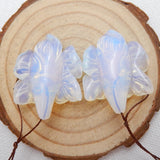 Natural Carved Flower Opalite Stone Earrings