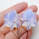 Natural Carved Flower Opalite Stone Earrings
