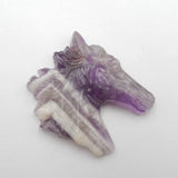 Natural Amethyst Horse Head Pendant Jewelry Gift Gemstone 40x43x8mm