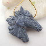 Natural Carved Horse Head Coral Pendant Bead 40x43x8mm
