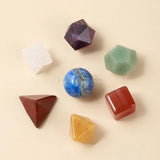 7 Chakra Healing Crystal Sacred Geometric Platonic Solids Merkaba Star Set