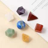 7 Chakra Healing Crystal Sacred Geometric Platonic Solids Merkaba Star Set