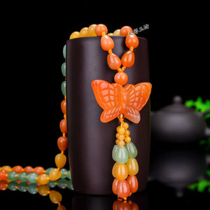 Xinjiang Silk Jade Water Droplet Butterfly Necklace DIY