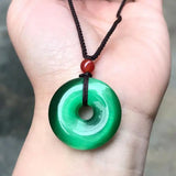 Cat's Eye Stone Donut Pendant Necklace Men Women Charms Healing Jewelry