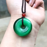 Cat's Eye Stone Donut Pendant Necklace Men Women Charms Healing Jewelry