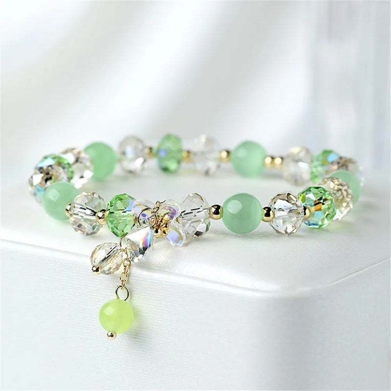 Cat's Eye Green Crystal Beaded Bracelets for Women