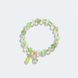 Cat's Eye Green Crystal Beaded Bracelets for Women