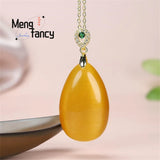 Cat's Eye Stone Luck Water Drop Bead Pendant Necklace 925 Silver