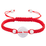 Natural A Jade Donut Hand Woven Red Rope Bracelet Gift Jewelry