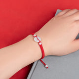 Natural A Jade Donut Hand Woven Red Rope Bracelet Gift Jewelry