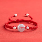 Natural A Jade Donut Hand Woven Red Rope Bracelet Gift Jewelry