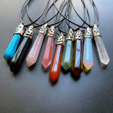 Chakra Stone Hexagonal Column Pendant Necklace Reiki Crystal Jewelry