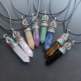 Chakra Stone Point Pendant Quartz Necklace Spiritual Reiki Healing Crystal